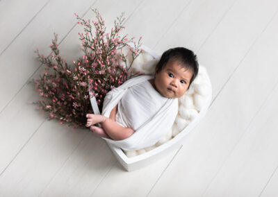 Baby in prop during newborn session
